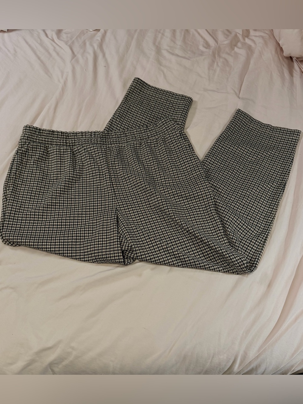 Black and Beige Houndstooth Trousers